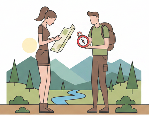 compass and map