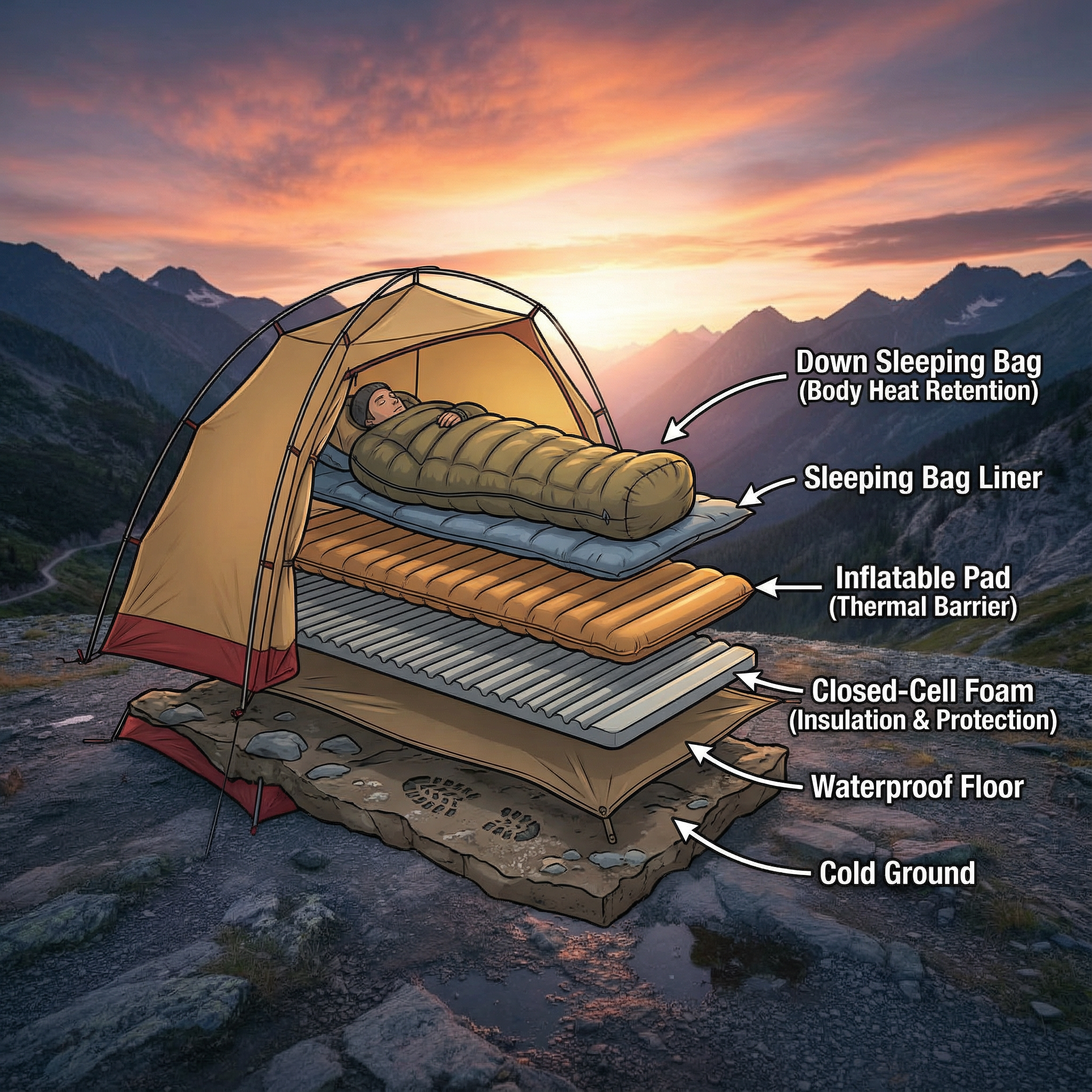 8 principes pour bien t’isoler du sol lors d’un bivouac en montagne