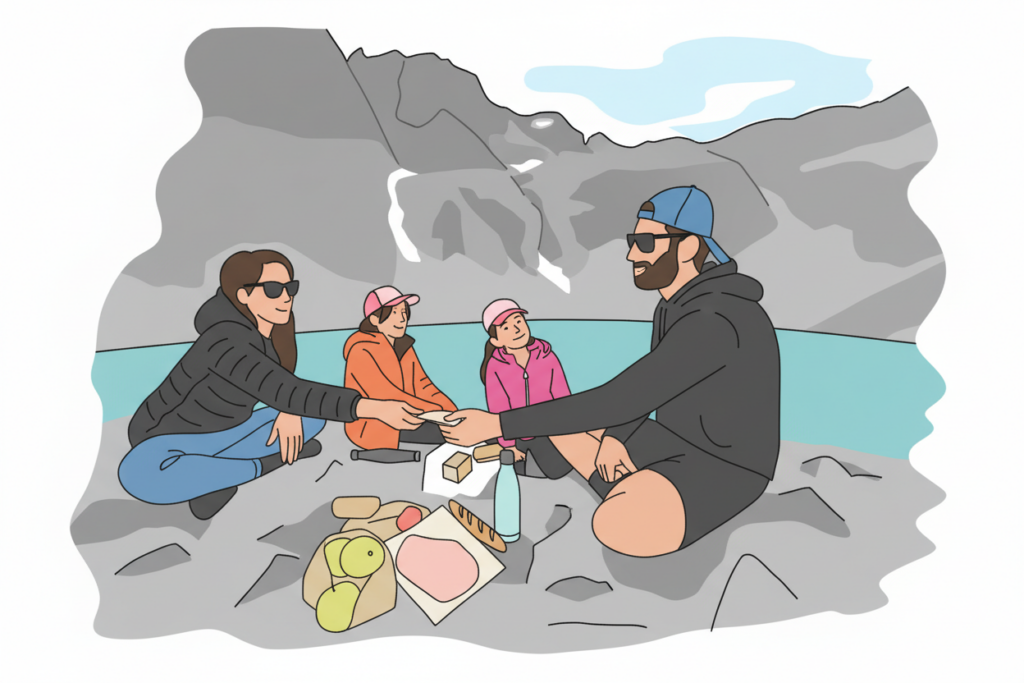 pique nique montagne famille
